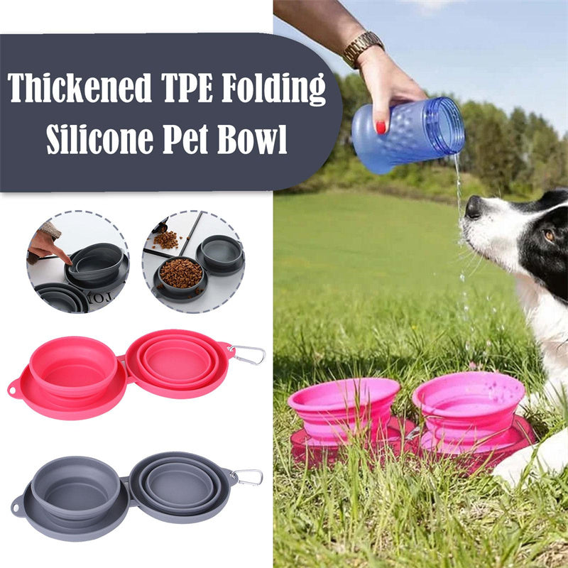 Pets Rubber Foldable Double Bowl