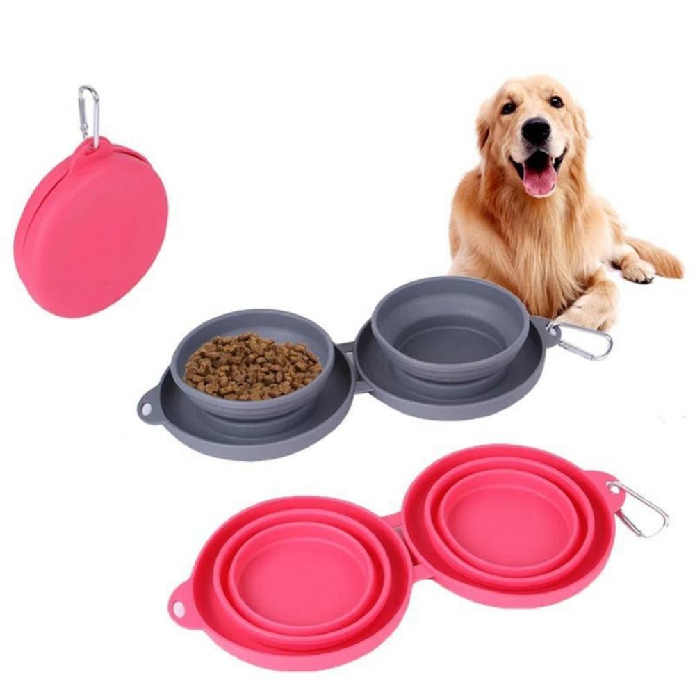 Pets Rubber Foldable Double Bowl