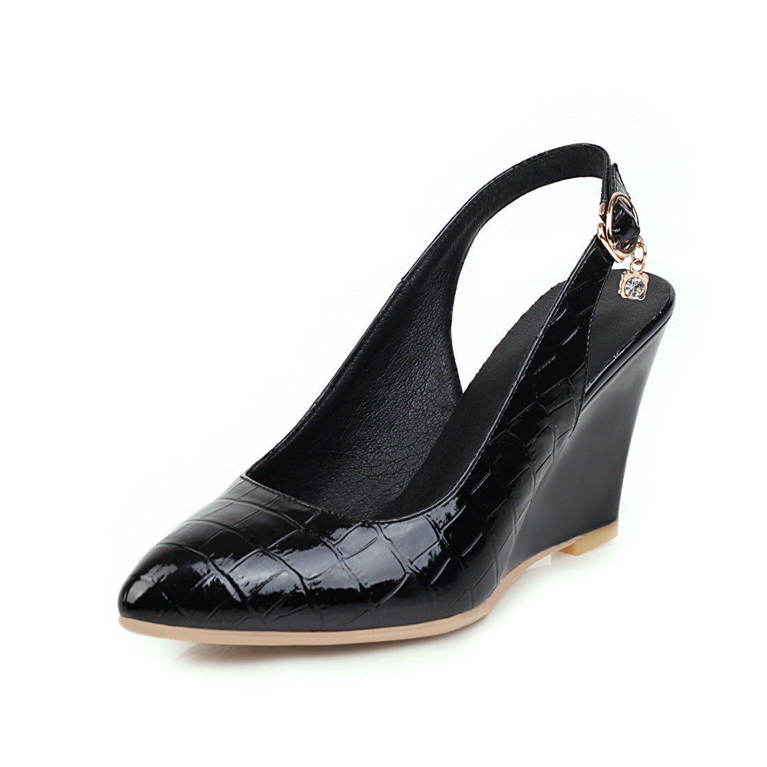 Womens Pumps Shoes Wedges Slingback Patent