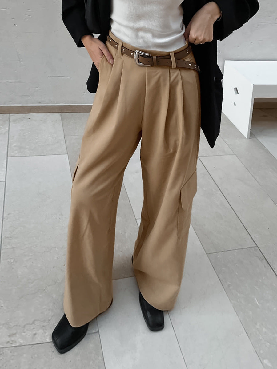 French Retro Classic Fashion High Waist Wide Leg Pants