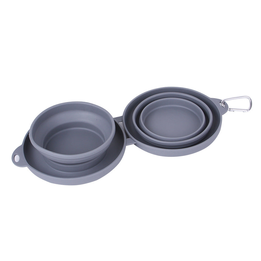 Pets Rubber Foldable Double Bowl