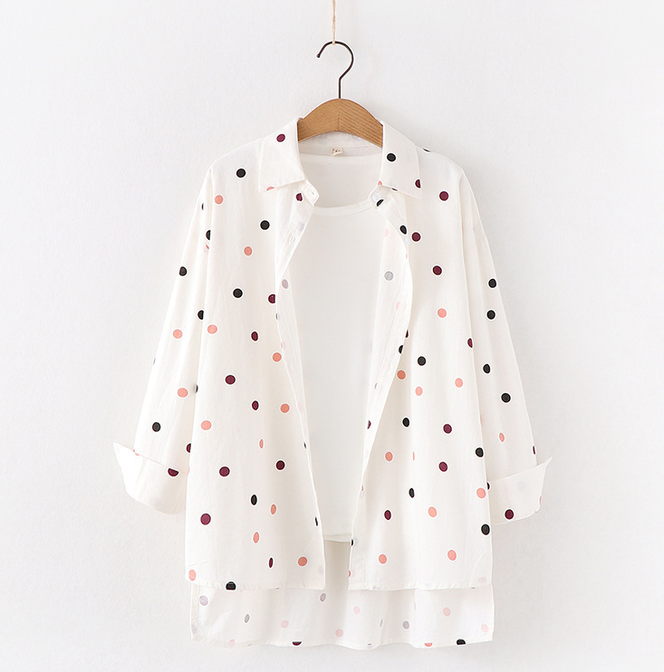 Women Polka Dot Print Blouse Shirts