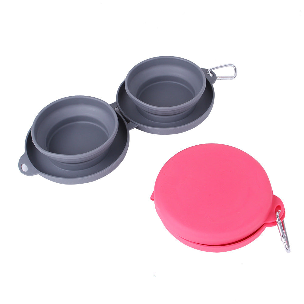Pets Rubber Foldable Double Bowl
