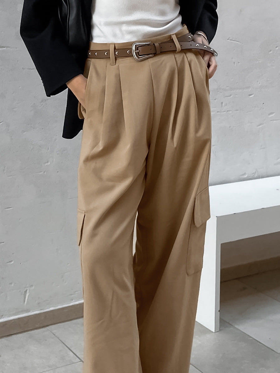 French Retro Classic Fashion High Waist Wide Leg Pants