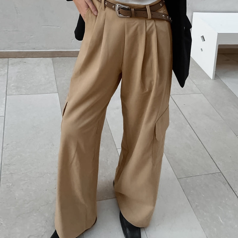 French Retro Classic Fashion High Waist Wide Leg Pants